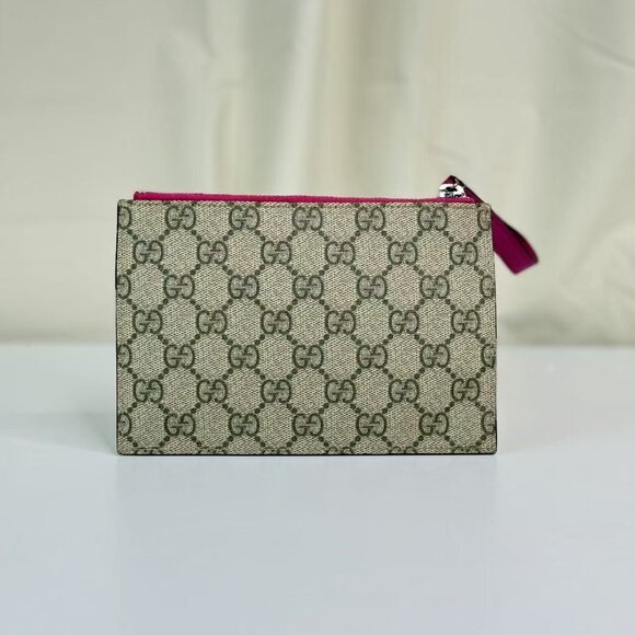Gucci GG Logo Supreme Clutch with Eye Design & Pink Trim - Picture 2 of 9